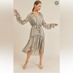 Reset by Jane Sophie Floral Midi Dress Sage Combo Boho Romantic Bohemian Size S